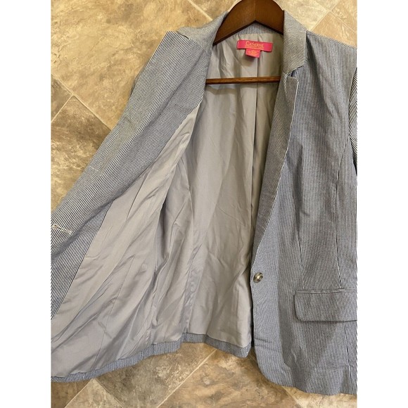 Catherine Malandrino Women’s Sz‎ S Blue Pinstripe Blazer — Single-Breasted - Picture 4 of 12